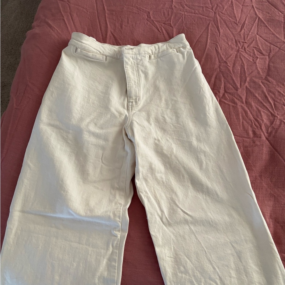 Cream Wide-Leg Pants